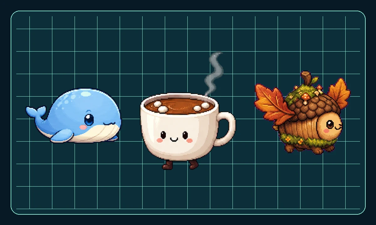 Whale, cocoa mug and acorn glider mounts